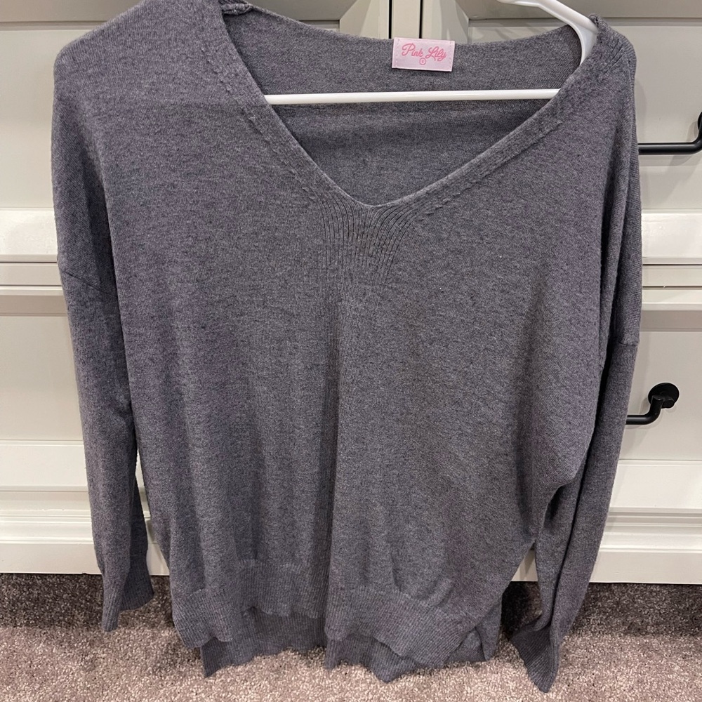 Pink Lily Charcoal Sweater